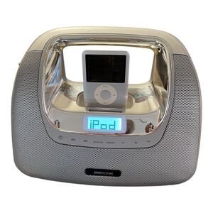 Memorex miniMove Silver Boombox with iPod Dock, IPod Nano, 3rd Gen.